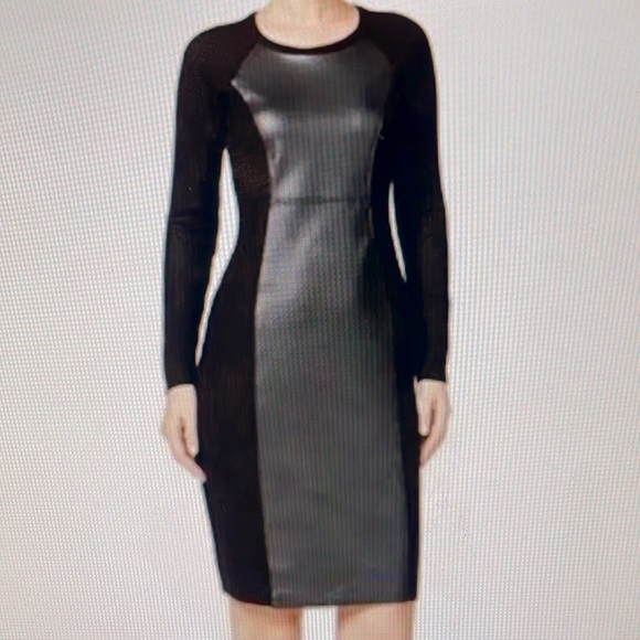 Calvin Klein Dresses & Skirts - CALVIN KLEIN FAUX LEATHER PANEL SWEATER DRESS.